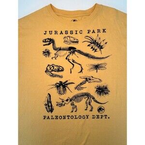 Jurassic World Shirt Adult XL Yellow Jurassic Park Paleontology Short Sleeve